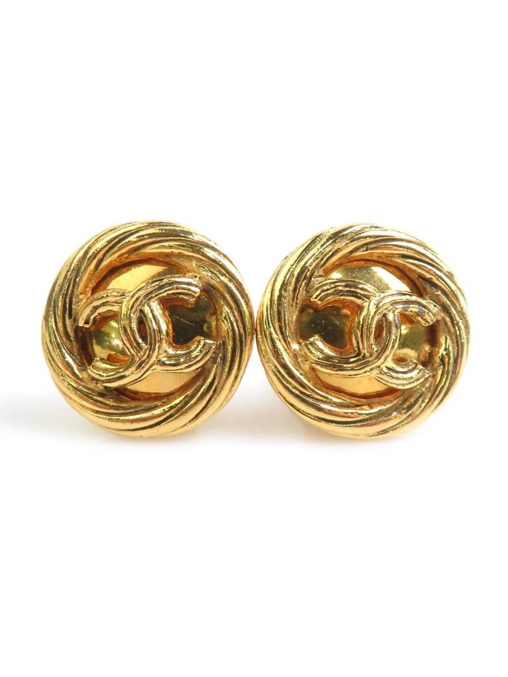 Auth Chanel Vintage Cc Logo Earrings #377301C33B